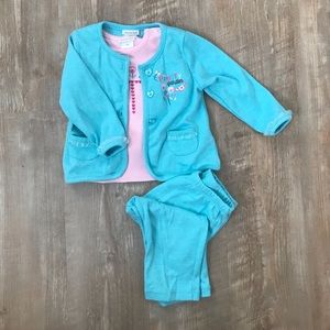 12m girls long sleeve shirt, sweater, and pant set